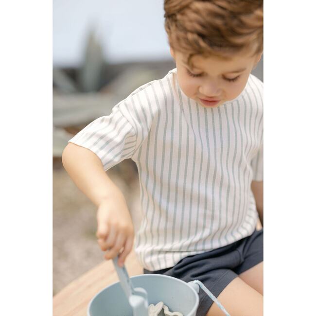 Dropped Shoulder T-Shirt, Stripes Away Sea - T-Shirts - 4