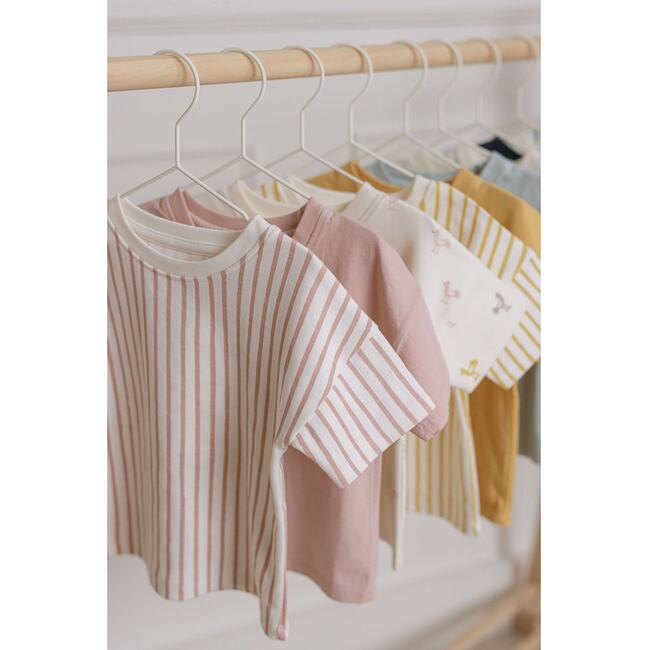 Dropped Shoulder T-Shirt, Stripes Away Peony - T-Shirts - 6