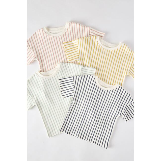 Dropped Shoulder T-Shirt, Stripes Away Sea - T-Shirts - 5