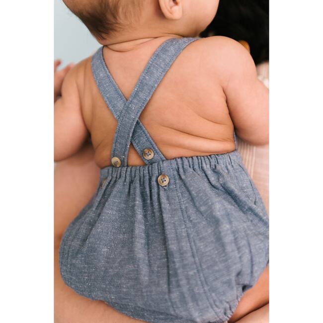 Chambray Criss-Cross One Piece- Chambray, Daydreamer - Rompers - 4