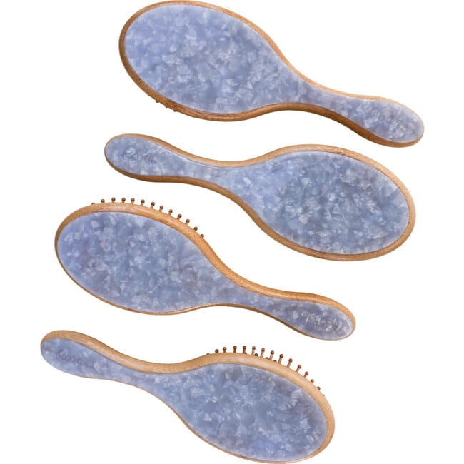 Kaxi Custom Engraved Wooden Brush, Blue Pearl - Hair Accessories - 4