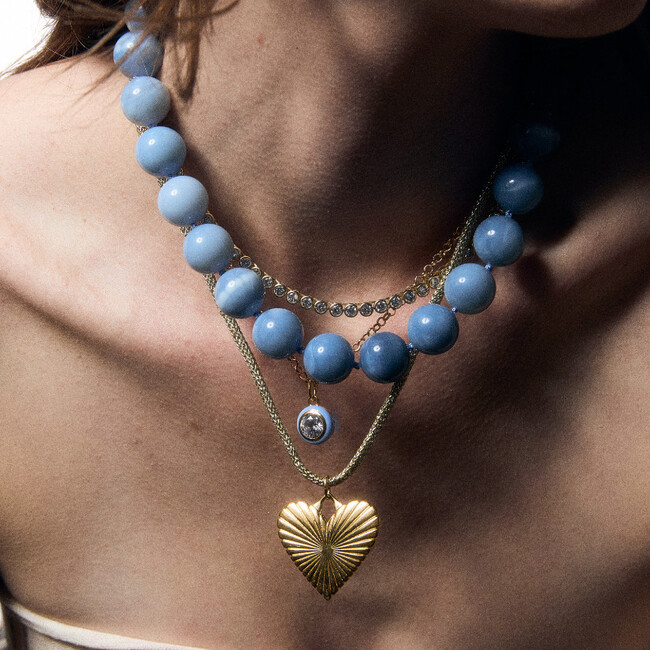 Blue Enamel Bezel Necklace