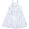 Embroidered Floral Dress, White with Blue Embroidery - Dresses - 2