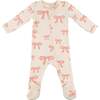 Pink Bows Baby Rib Zipper Footie, Natural - Footie Pajamas - 1 - thumbnail