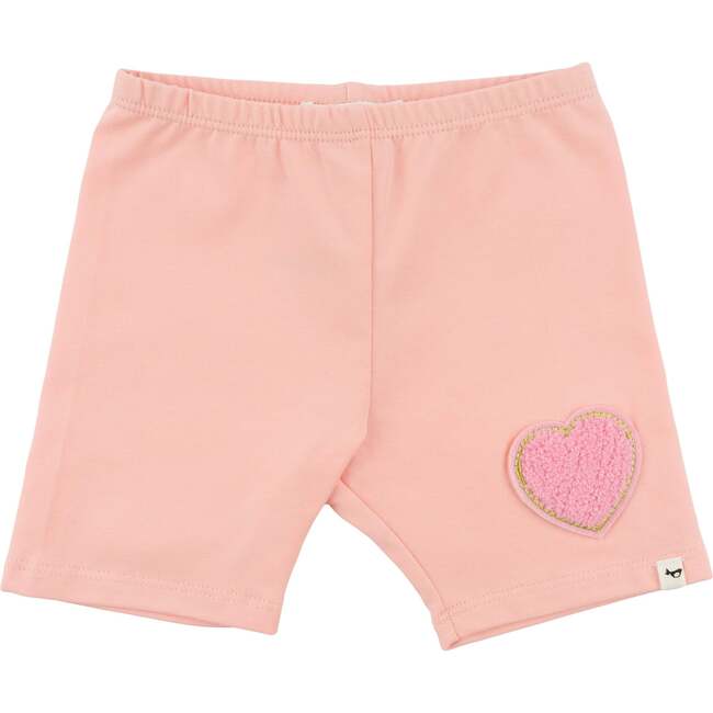 Heart Patch Jersey Biker Shorts, Pale Pink