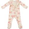 Pink Bows Baby Rib Zipper Footie, Natural - Footie Pajamas - 2