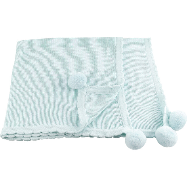 Pom Pom Blanket, Blue