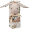 Parisian Petit Bunny Rattle & Swaddle Set, Pink Floral - Rattles - 1 - thumbnail