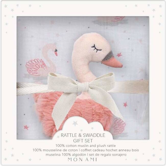 French Swan Blanket & Rattle Gift Set