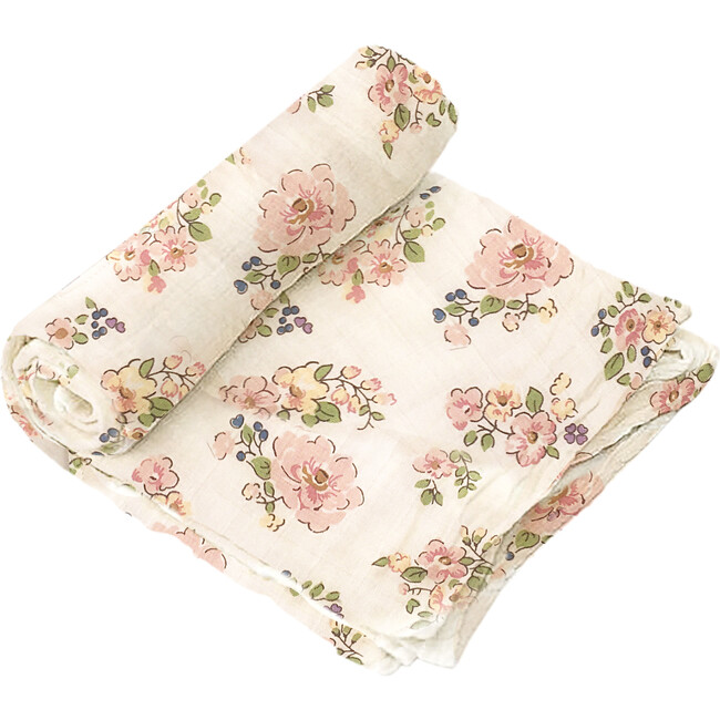 Parisian Petit Bunny Rattle & Swaddle Set, Pink Floral