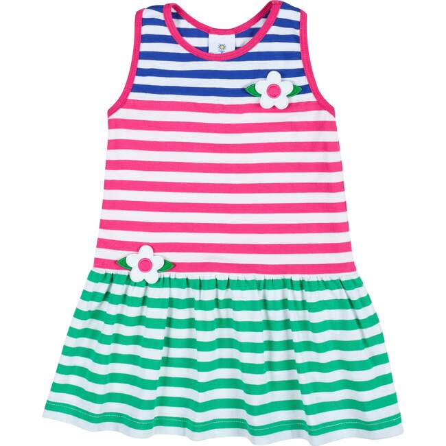 Stripe Knit Dress With Flowers