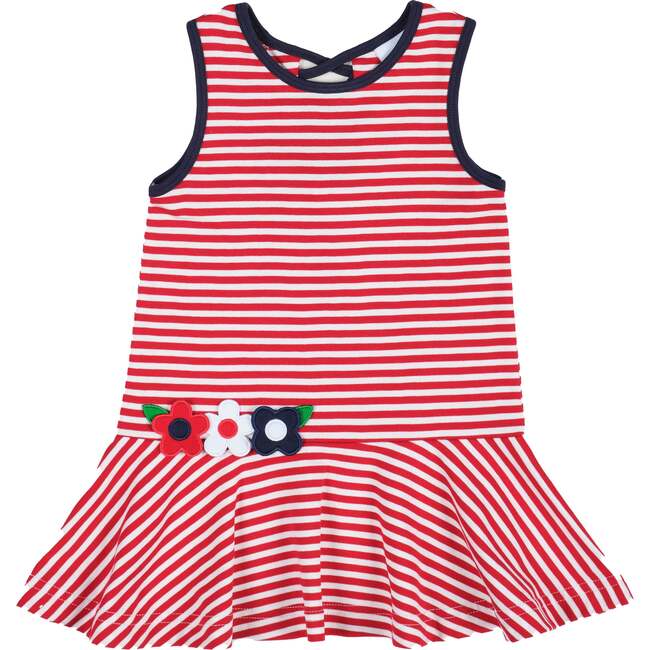 Stripe Knit Dress With Flowers