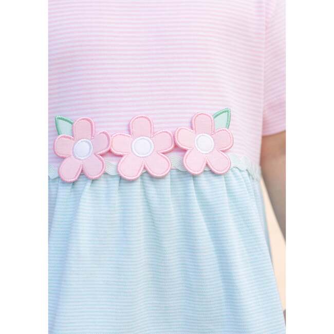 Stripe Knit Dress With Flowers