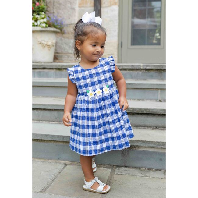 Plaid Seersucker Dress With Flowers