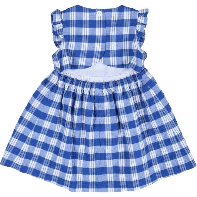 Plaid Seersucker Dress With Flowers - Dresses - 3