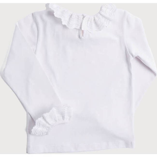 Frill Collar Long Sleeve Top, White