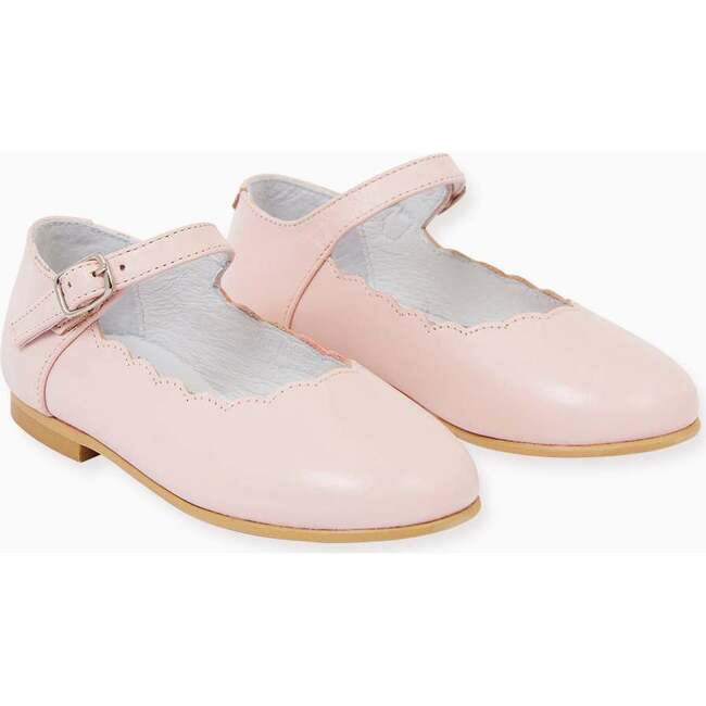 Blush Leather Girl Scallop Mary Jane Shoes