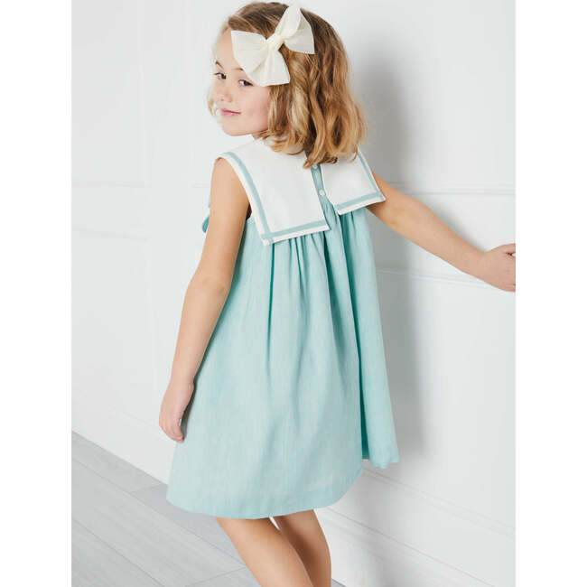 Sleeveless Trapeze Dress With Bow Detail, Green