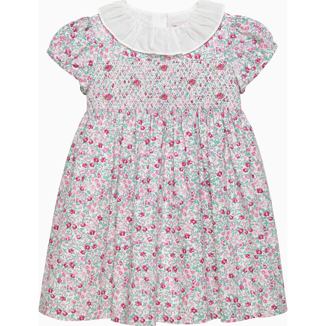 Catherine Smocked Dress, Pink Floral - Dresses - 1