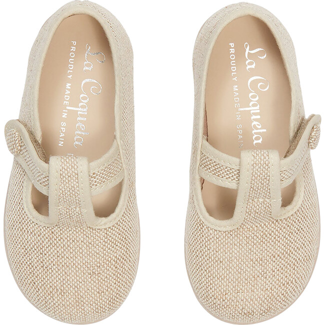 Pedro Canvas Baby T-Bar Espadrille, Sand - Espadrilles - 1