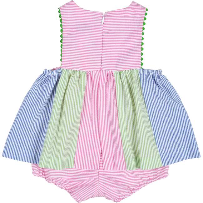 Seersucker Romper With Flowers