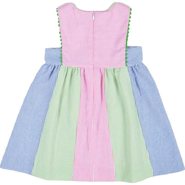 Stripe Seersucker Dress With Flowers