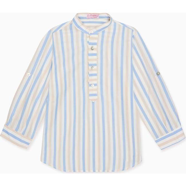 Sand Stripe Jazmin Cotton Long Sleeve Boy Shirt - T-Shirts - 1
