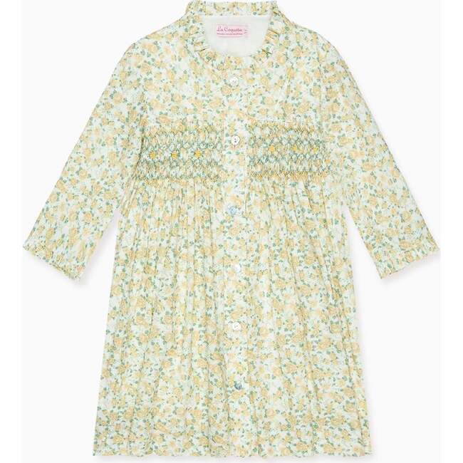 Yellow Floral Casilda Girl Hand-Smocked Dress - Dresses - 1