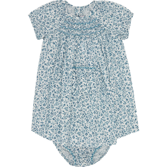 Patty Baby Girl Hand Smock Set, Blue - Mixed Apparel Set - 1