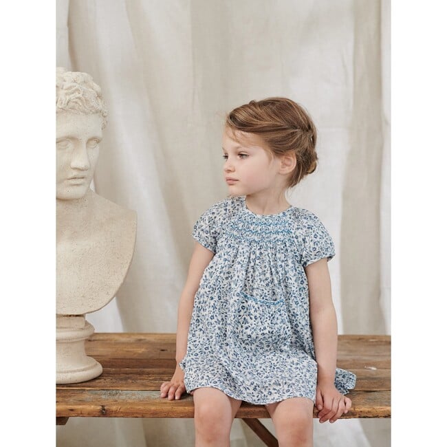 Patty Baby Girl Hand Smock Set, Blue - Mixed Apparel Set - 2