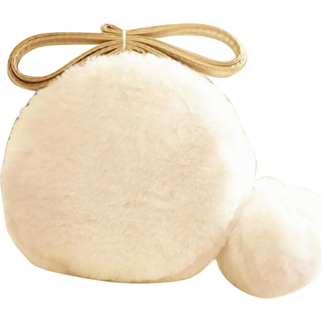 Furry Pom Pom Purse, Off-White