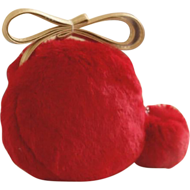 Furry Pom Pom Purse, Red