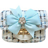 Tweed Big Bow Little Lady Purse, Blue - Bags - 1 - thumbnail