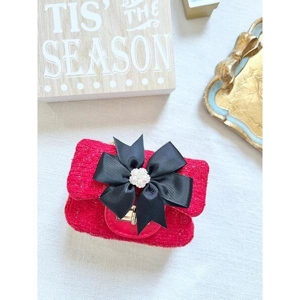 Tweed Big Bow Little Lady Purse, Red