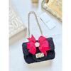 Tweed Big Bow Little Lady Purse, Black - Bags - 2