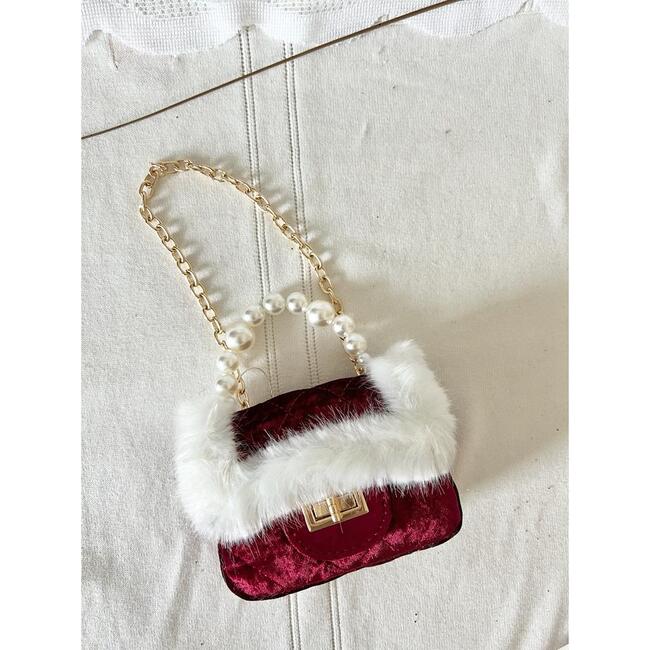 Faux Fur Trimmed Little Lady Purse, Red