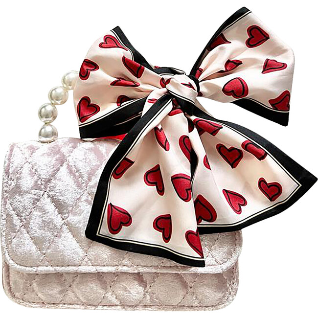 Purse with Heart Scarf, Pink