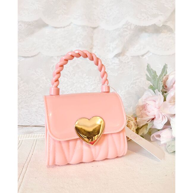 Pink Jelly Golden Heart Purse