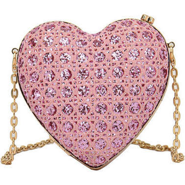 Jeweled Heart Evening Purse, Pink