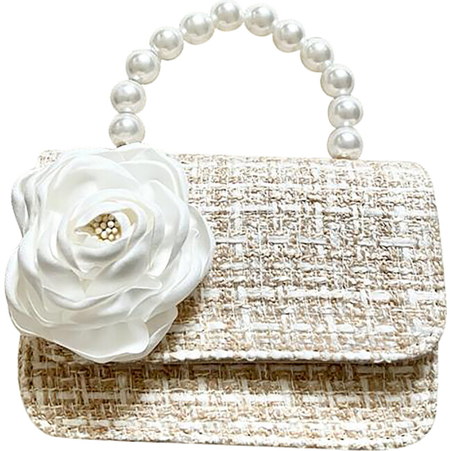 Tweed Ivory Peony City Bag, Ivory