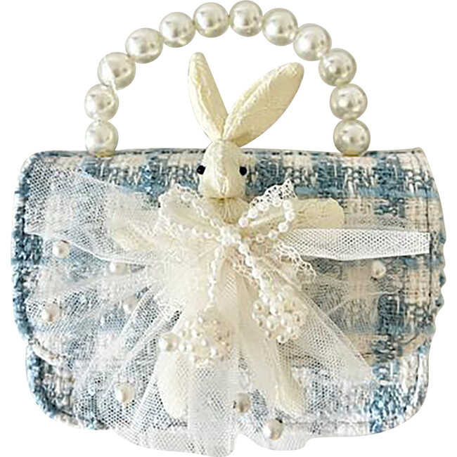 Bunny Pearl Tweed Purse, Blue