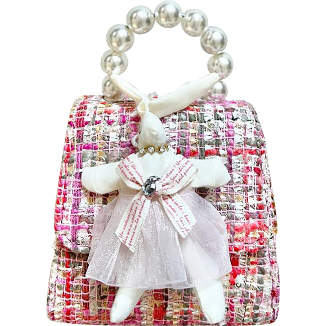 Bunny on Tweed Tea Party Purse, Hot Pink