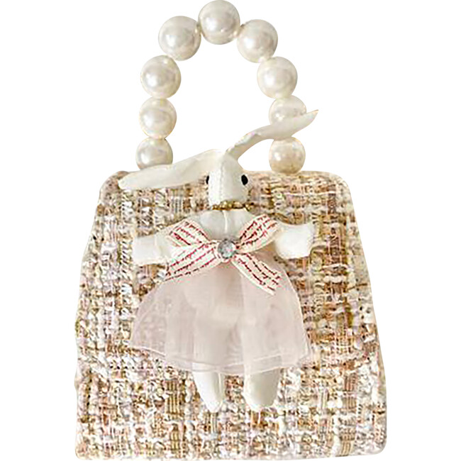 Bunny on Tweed Tea Party Purse, Beige