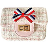 Stripped Bow Little Lady Tweed Bag, Pink - Bags - 1 - thumbnail
