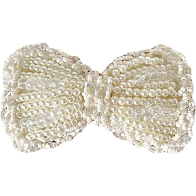 Hand Made Pearly Bow Hair Clip, White