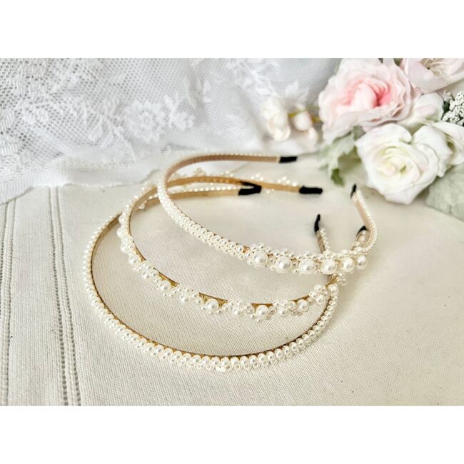 Pearly Headband Set, White
