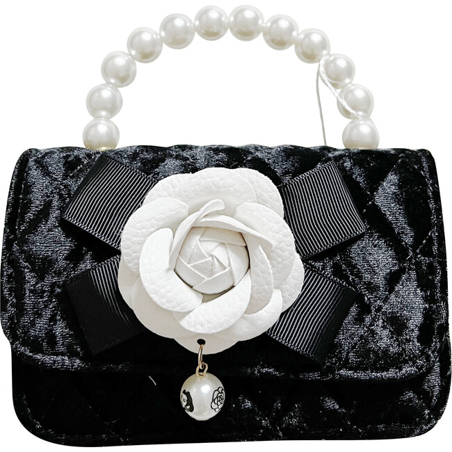Velvet Peony Purse, Black