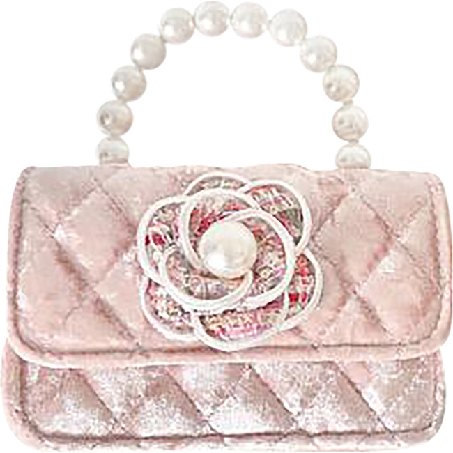Light Pink Velvet Peony Tweed Flower Purse
