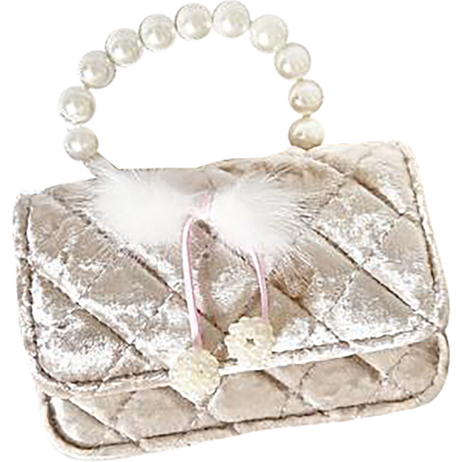 Ivory Velvet Fur Bow Purse