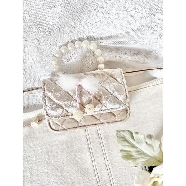 Ivory Velvet Fur Bow Purse